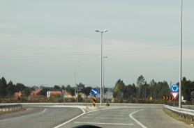 Roundabout approach with a give way sign